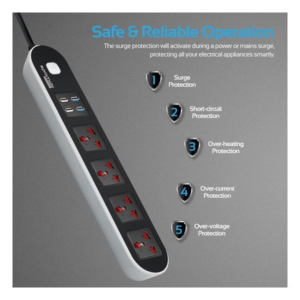 Promate 10-in-1 High Output PowerStrip with 4 USB Ports