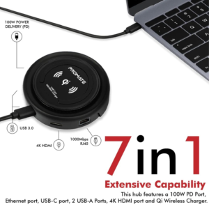 Promate All In One Universal USB-C Hub/100 Watts Power Delivery