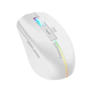 Promate 1600 DPI Sleek Wireless Rechargeable Mouse, 500mAh with Rainbow Lights