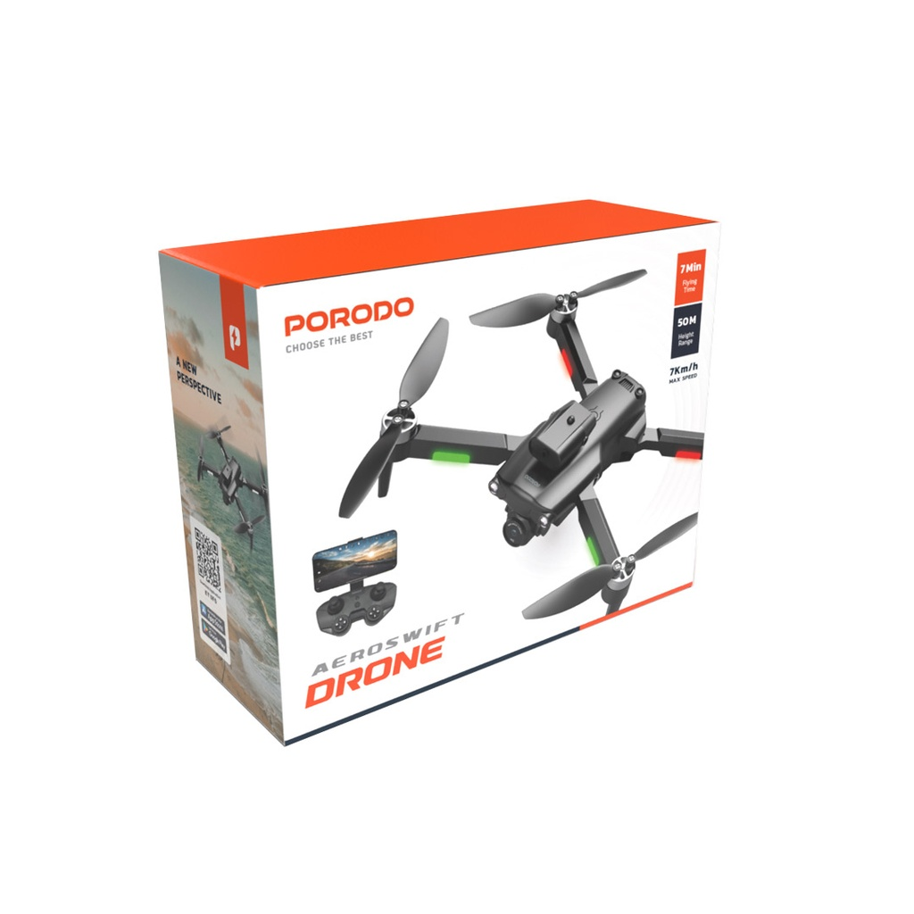 Porodo R/C Folding Drone With Brushless Motor and Infrared Obstacle Avoidance – Black - Image 2