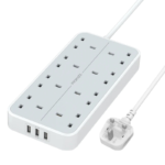 Promate 3250W High Output 8-Outlet Power Strip with 3 USB Ports 4 Meters Cable