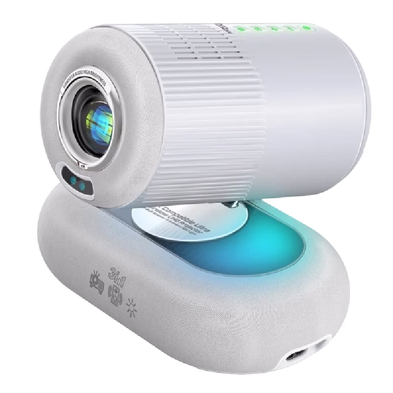 Promate 4K Compatible HD Wireless LCD Projector with Built-In Speaker & Ambient RGB light