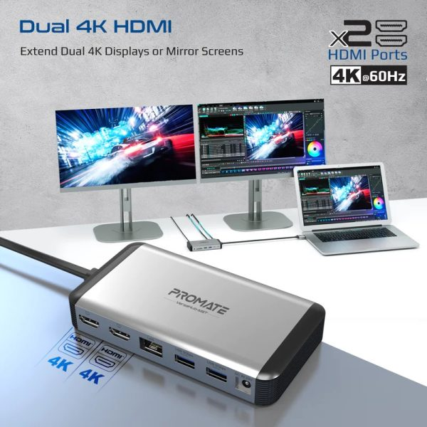 Promate 12-in-1 MST USB-C Hub with 100W Power Delivery - Image 6