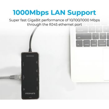 Promate Compact Multiport 9 IN1 USB-C Hub with 100W Power Delivery - Image 2