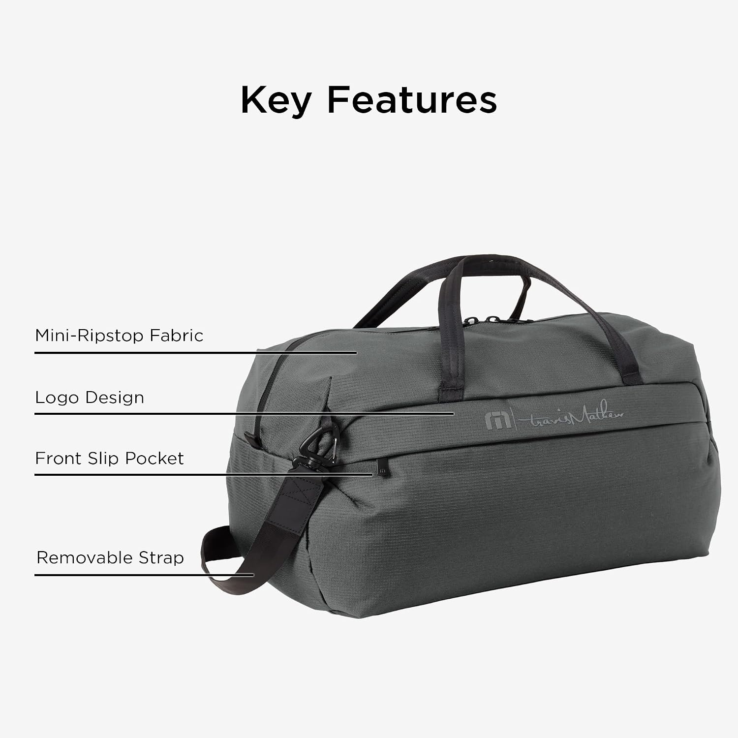 TravisMathew Lateral Duffel Weekender Bag, Graphite - Image 6