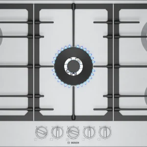 Bosch Serie 8 90cm Stainless Steel Gas Hob with Wok Burner (PCR9A5190)