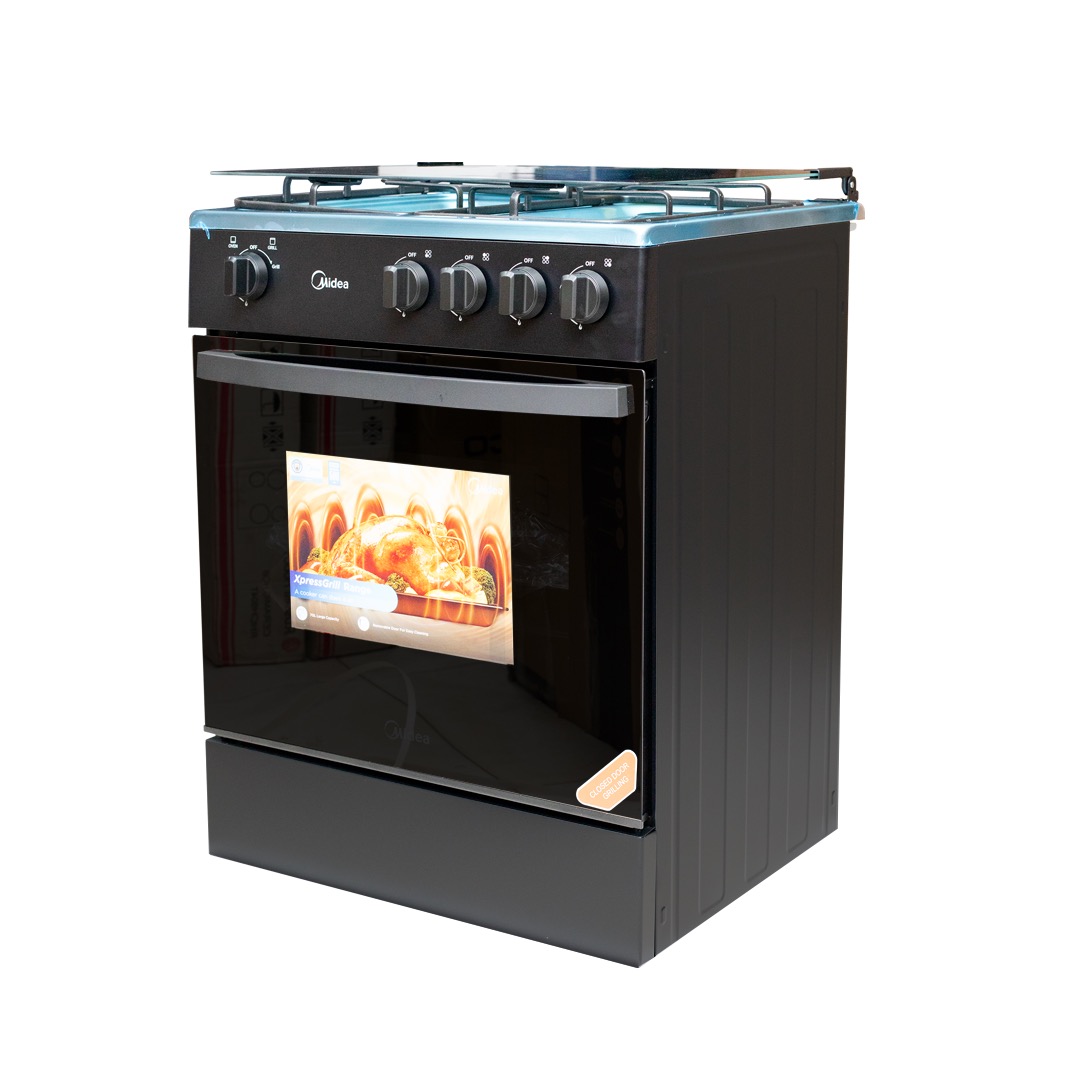 Midea 4-Burner 60x60cm Gas Cooker with Oven & Grill 24TMG4G081-B (Black)